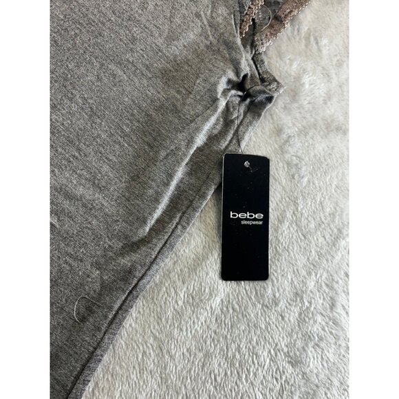 Bebe Sleepwear Women's XL Gray Shirt and Shorts Lounge Set W/ Bling and Lace NWT - Picture 9 of 10